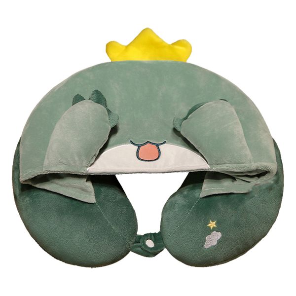 Hooded U Shaped Travel Neck Pillow Dragon Design