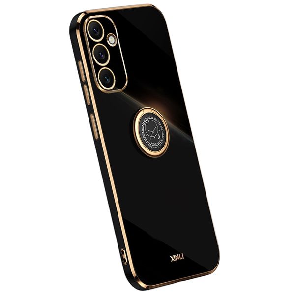 Gold Electroplated Phone Case with Ring Holder Compatible with Samsung Galaxy A24 4G - Samsung Galaxy A24