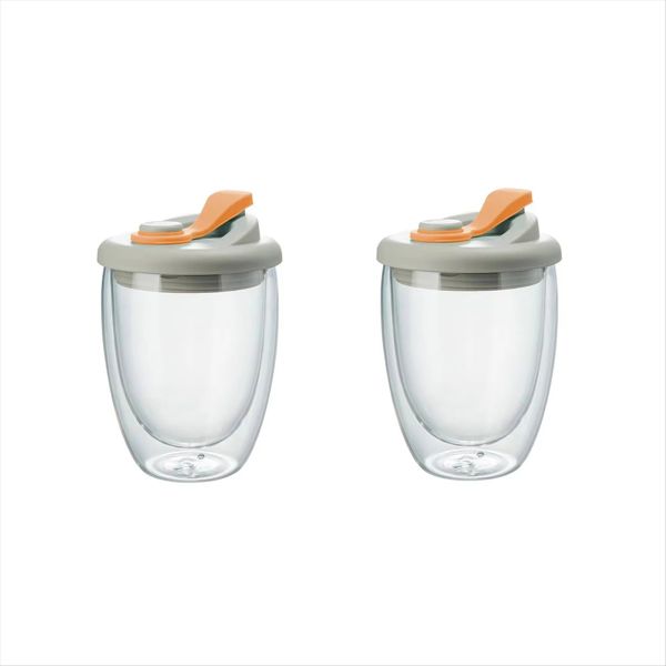 Double Wall Glass Water Cup with Leak-Proof Lid - Insulated Transparent Cof