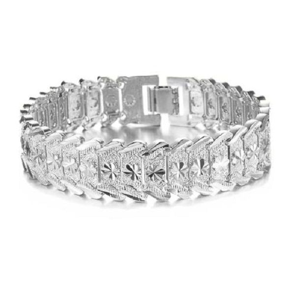 Men's Silver Scale-Chain Bracelet (BA-KS398-S)