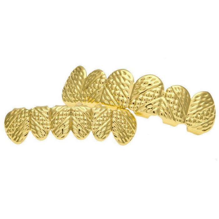 HipHop Rapper Diamond Tribal Cut 6row Upper & Lower Teeth Grillz