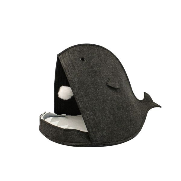 Felt Fish Shaped Cat Lounger - Dark Grey