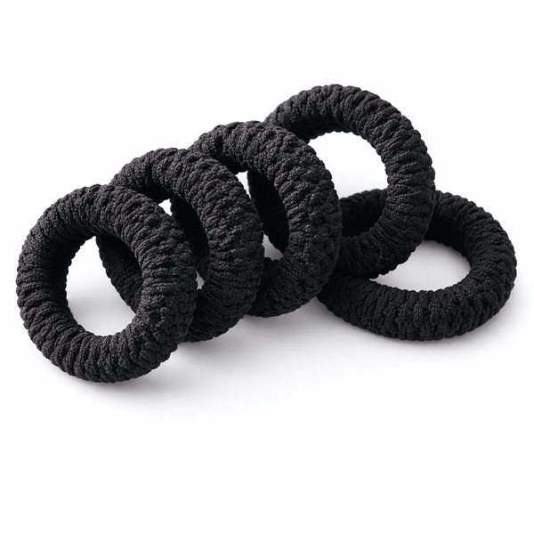 5 Piece High Elastic Black Hair Ties for Ponytail, Bun &amp; Pigtails