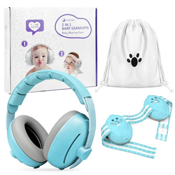 Baby Noise Reduction Earmuffs with Adjustable Headband Blue