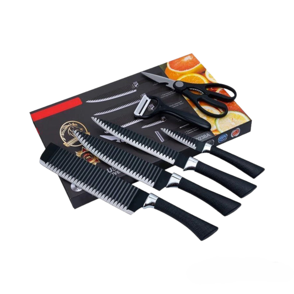 Knife Set 6 Pcs With Black Soft Touch Handles