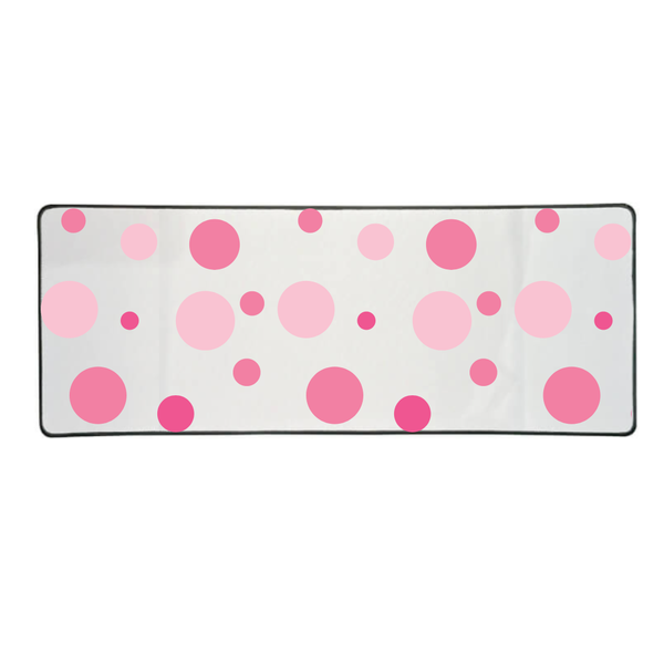 Katz Designs - Long Desk Mouse Pad - Pink Spots