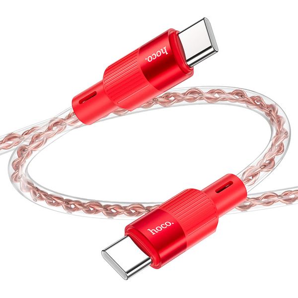 Hoco X99 3A 60W Crystal Silicone Charge Data Cable Type C to Type C - Red