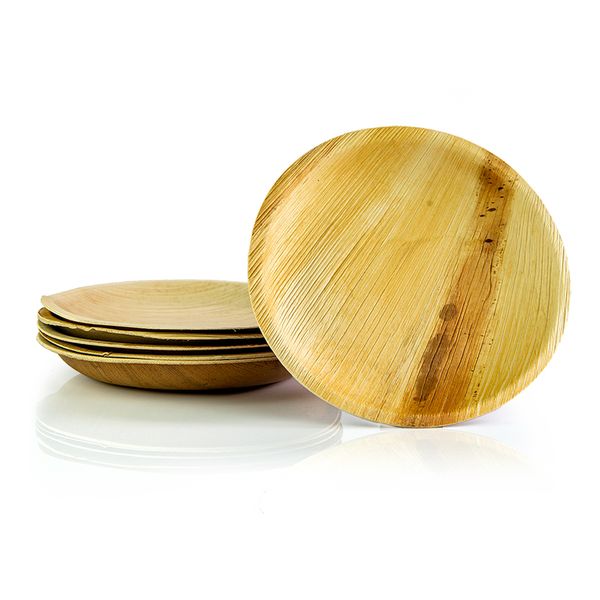 Eco Friendly Palm Leaf Partyware - 18cm Round Side Plates Pack of 25