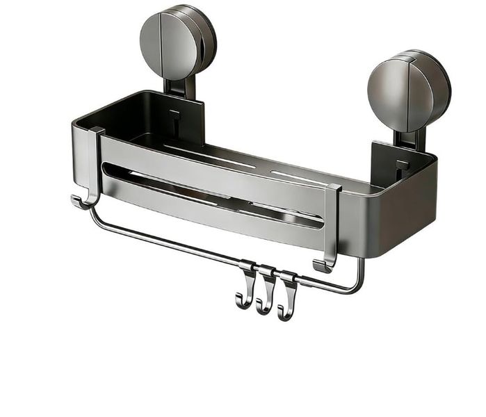No-Drill Suction Shower Shelf with Towel Bar and Hooks