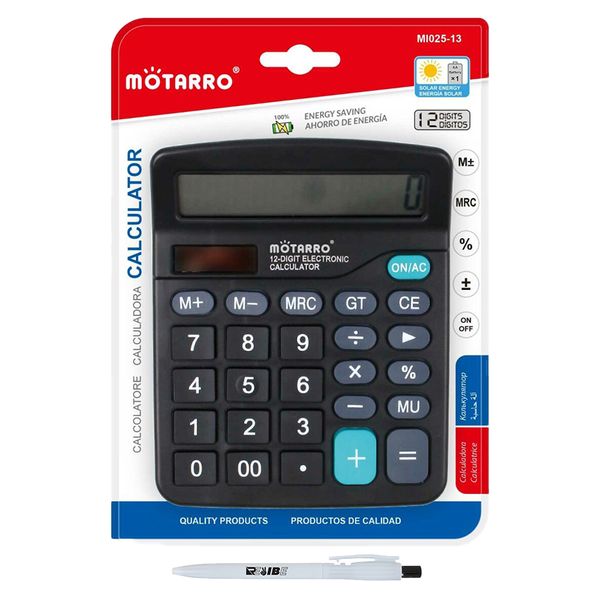 Quality 12-Digit Solar Rechargable Electronic Calculator With ReVibe Pen