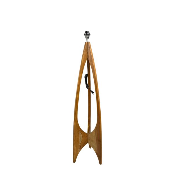 Wooden Floor Standing Lamp - Curved Leg Solid Wood Base | 137cm