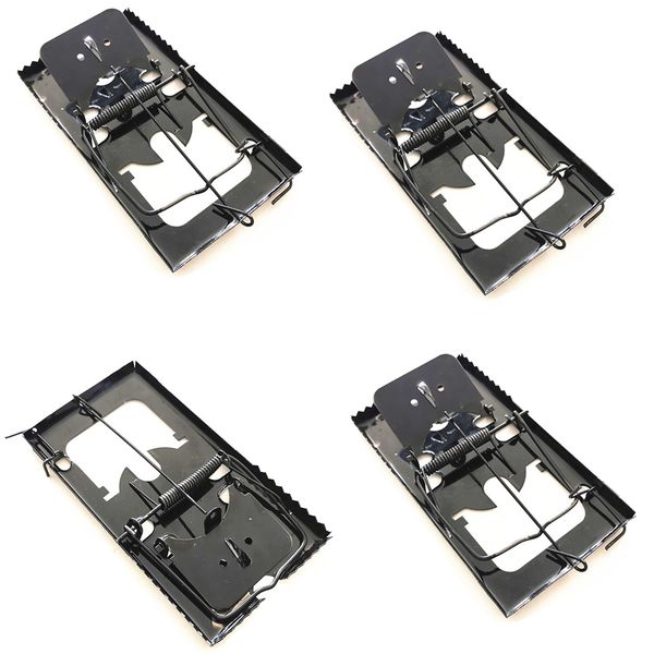 4x Mouse Trap Traditional Rat Trap Snap Trap For Rats - Black Metal