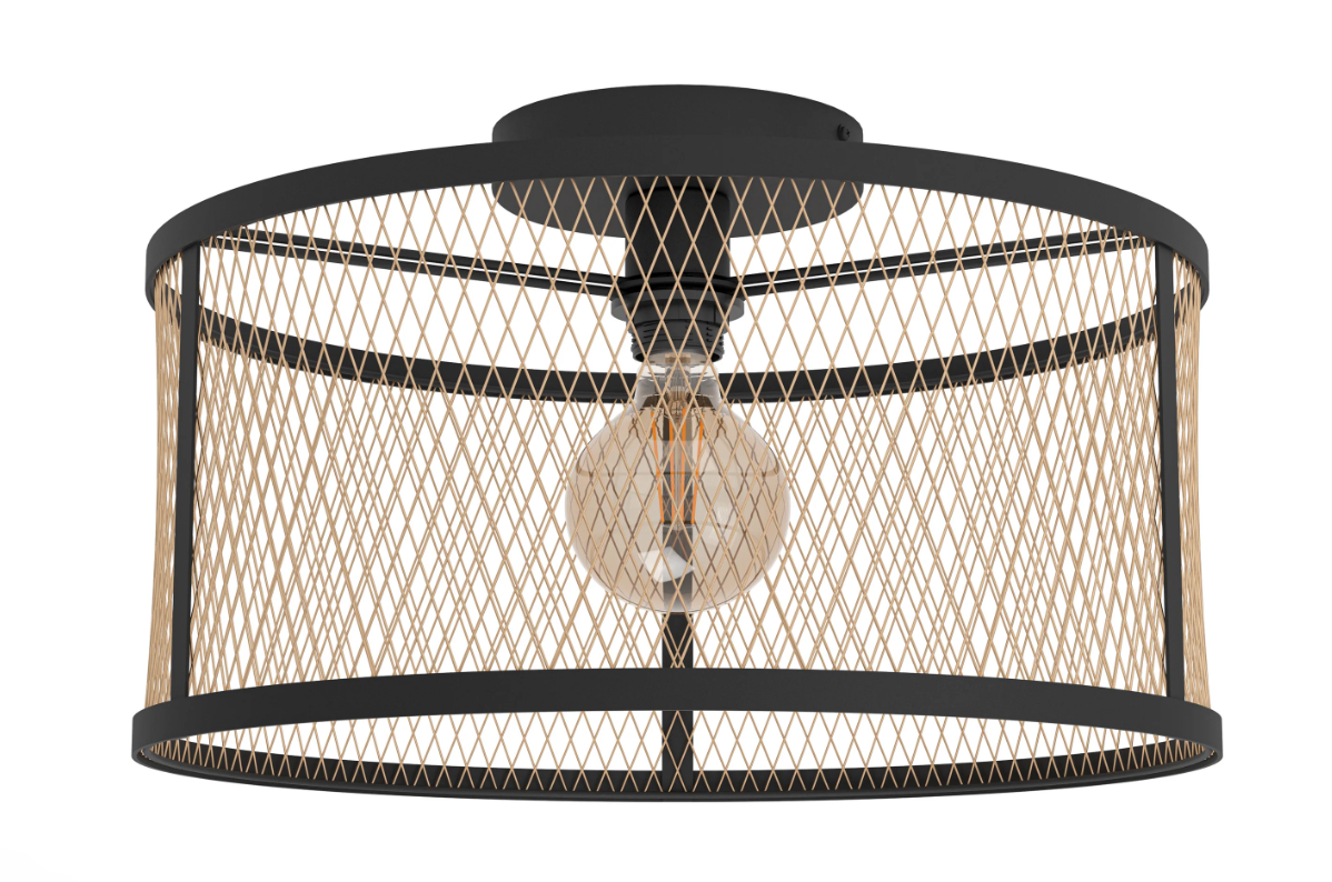 Flush Mount Mesh Ceiling Light -Black & Gold