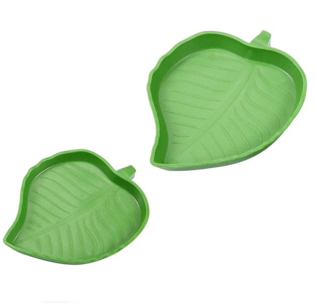 Reptile Plastic Drinking or Eating Leaf -Shaped Bowl 2 pack