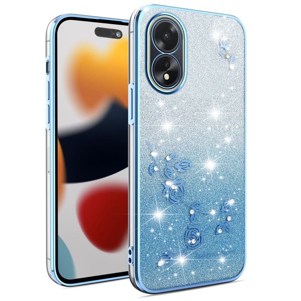 Phone Case Compatible With OPPO A18 Flowers Diamond Shining Cover