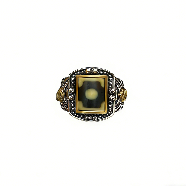 ZELTRYN Tibetan Style New Eye Dzi Bead Ring
