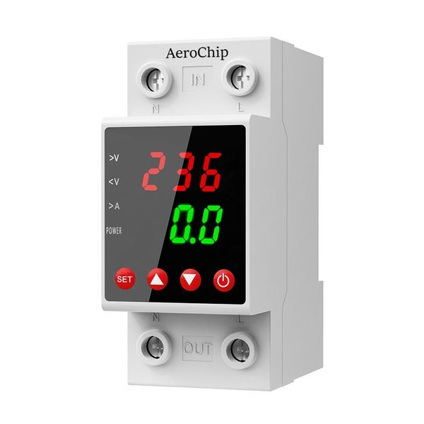 63A Breaker - Voltage/Current Protection,DIN Rail Power Monitor
