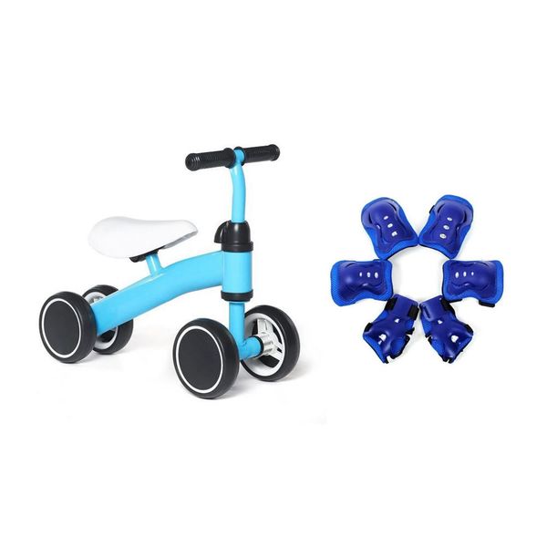 4 Wheels Kids Balance Scooter With 6 Pieces Elbow Wrist Knee Pads