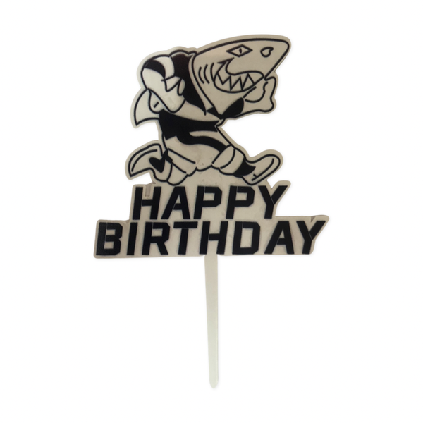 Happy Birthday Sharks Rugby Inspired Cake Topper