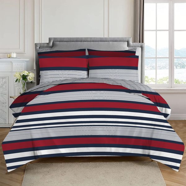 Navy Striped Duvet Cover