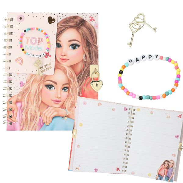Top Model Happy Diary with Padlock &amp; Bracelet (2 x girls)