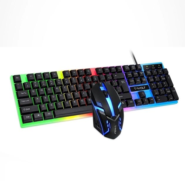 T-WOLF TF230 Colourful Backlit Keyboard and Mouse Combo | Shop Today ...