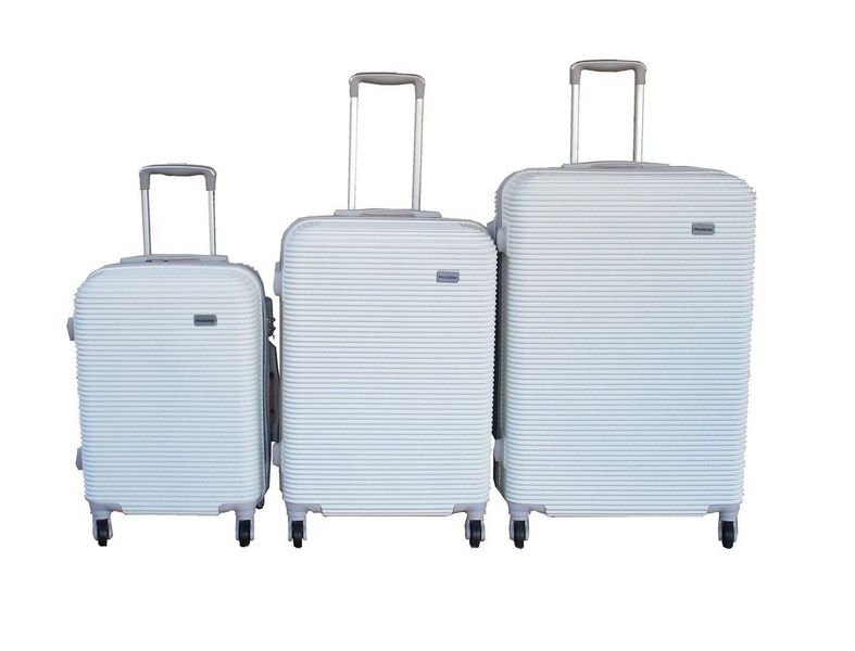 Durable 3-Piece ABS Luggage Set - Hard-Shell, Spinner Wheels, White