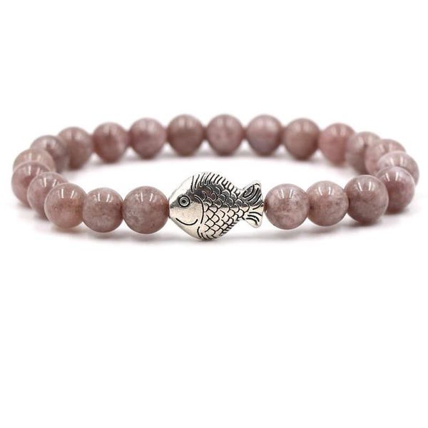 Argent Craft Lepidolite Stone Bracelet with Lucky Fish