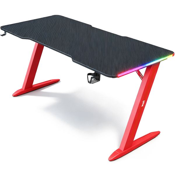 MUST 47" Gaming Desk RGB LED Gamer Desk Z Frame Ergonomic Computer Table