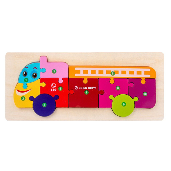 10-Piece Wooden Jigsaw Imposition Fire Truck Puzzle