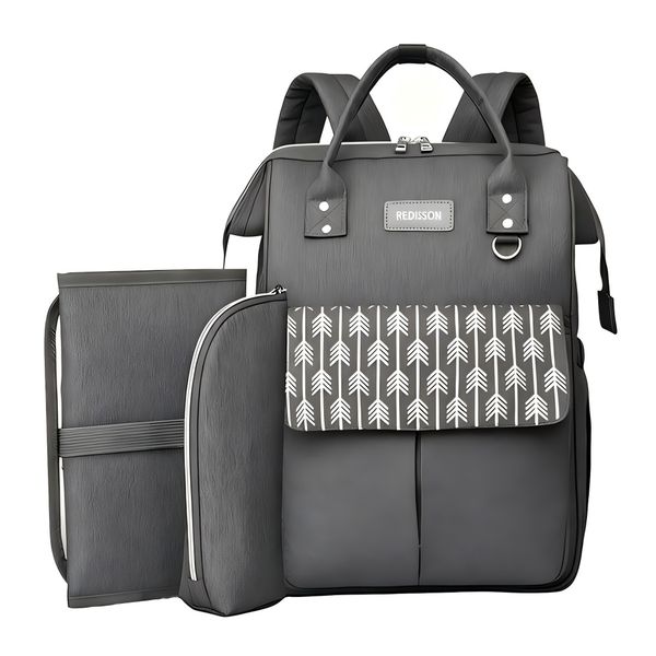 Diaper Bag Backpack 3 Pieces Set with Diaper Pad and Independent Insulation