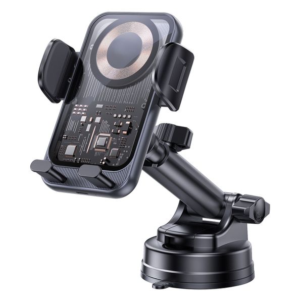 15W Wireless Car Charger with Suction Cup Phone Holder - Black C307