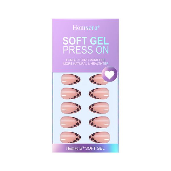 32-Piece Leopard Print Press-on Nails, High-End Simple French