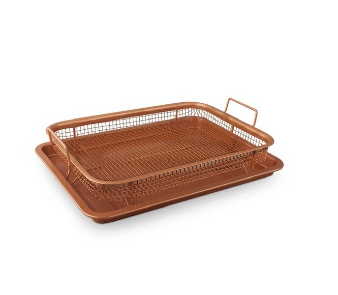 Copper Crisper 2 Piece Crispy Baking Tray Set with Metal Basket - Copper