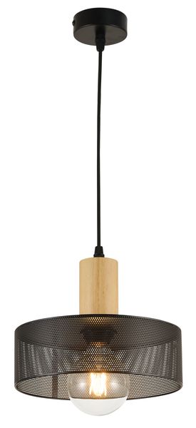 Modern Industrial Black Mesh &amp; Wood Pendant Light - PEN837 Black