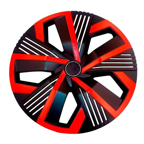 Universal Snap On Wheel Rim Covers/Hubcap - 4-Piece - Black/Red