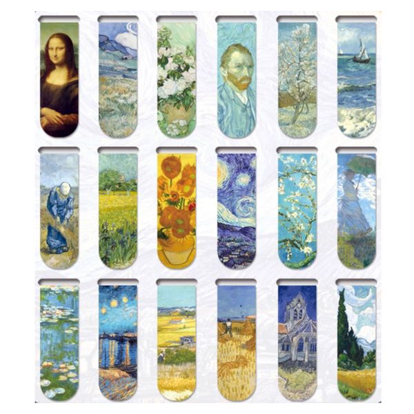 18-Piece Magnetic Bookmark Set, Van Gogh Art Collection