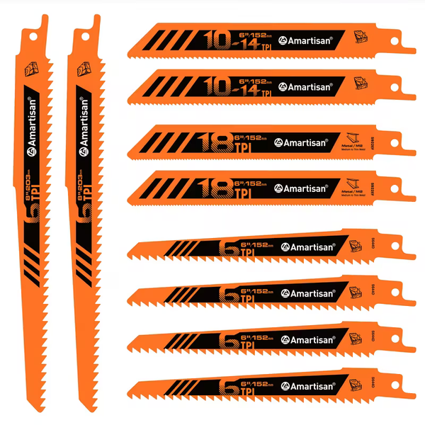 AMARTISAN 10-Piece Bi-Metal Reciprocating Saw Blade Set