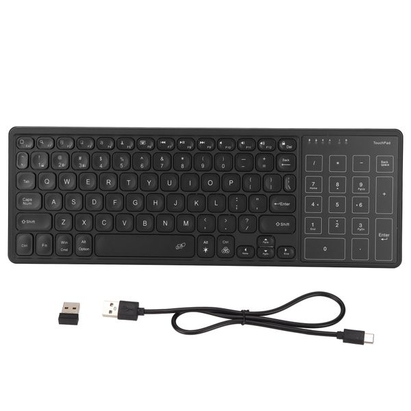 Wireless Keyboard Touchpad RGB Portable Black