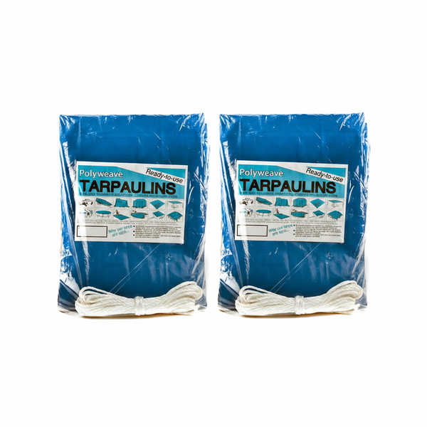 Protarp 3x4m Blue Polyweave Tarpaulin - Water-Resistant &amp; - 2 Pack