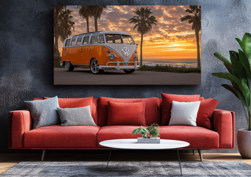 Canvas Wall Art -VW Combi by the Beach - BX0242