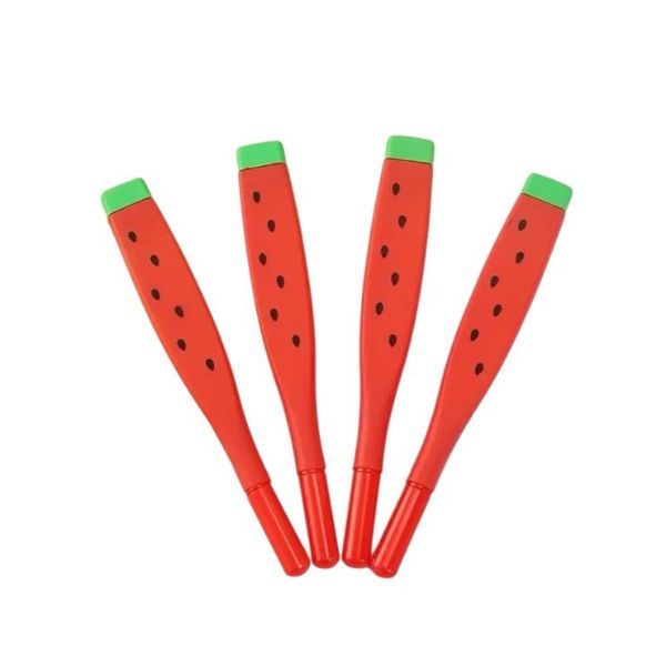 4 Piece Vibrant Red &amp; Green Watermelon Gel Pens - Cute Stationery