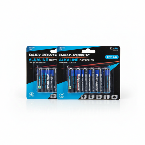 Daily Power Alkaline AA LR6 Batteries 12 Piece 1.5V - 2 Pack