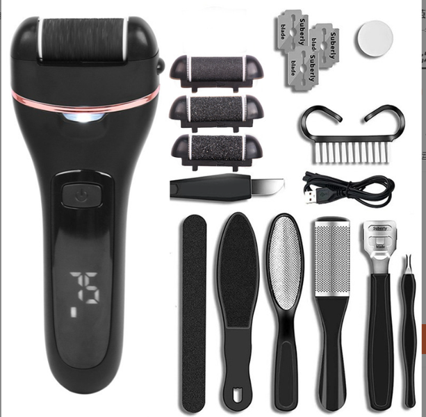 Electric Heel File, LED Digital Display, USB Rechargeable, IPX7 Waterproof