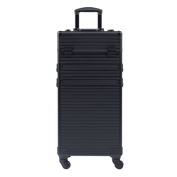 Metallic Black Professional Makeup Cosmetic Trolley Case