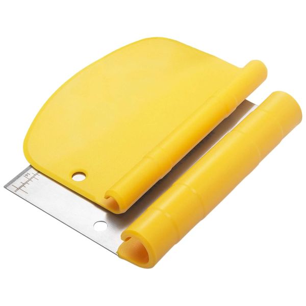 15.2cm Stainless Steel Dough Scraper &amp; Bowl Scraper Set - Yellow