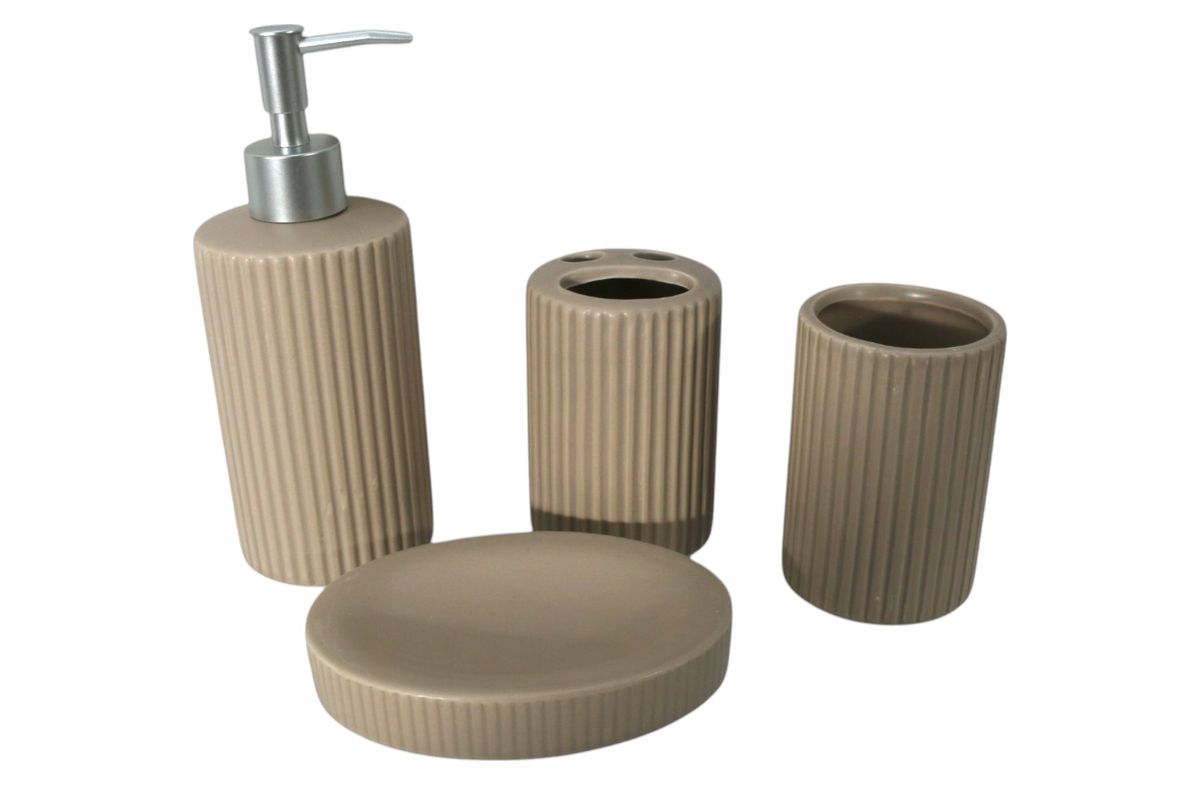 Bathroom Accessory Set - Natural Stone - 4 Piece