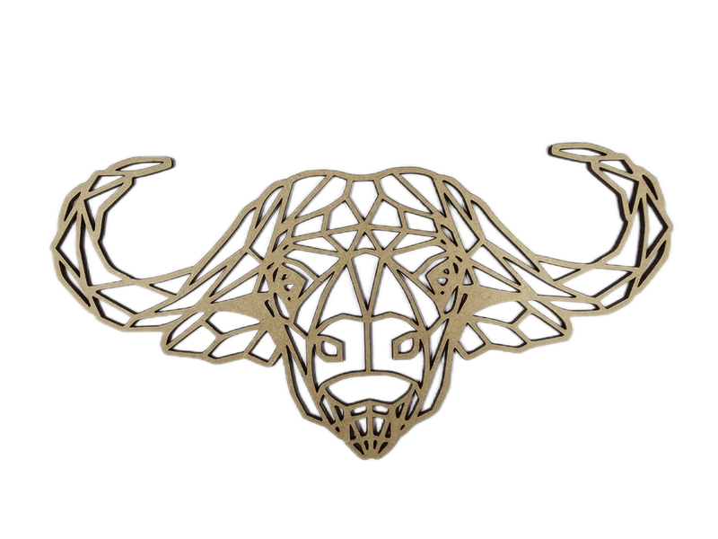Polygonal Buffalo Head Wall Art - 30cm x 60cm - 3mm Blonde MDF