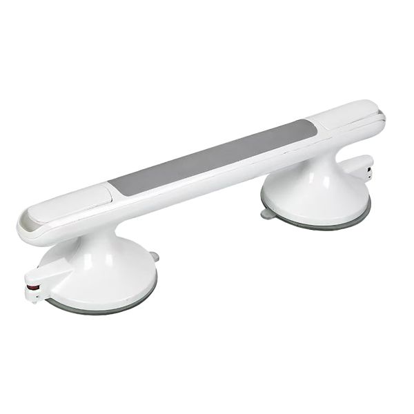 Bathroom Grab Bar Safety Handrails Featuring Non-Slip Suction - White