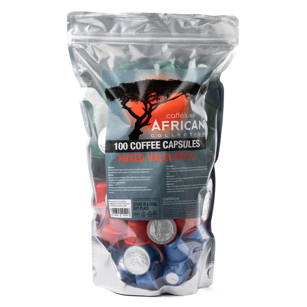 Caffeluxe Nespresso Compatible African Collection Coffee Capsules 100 Bag Buy Online in